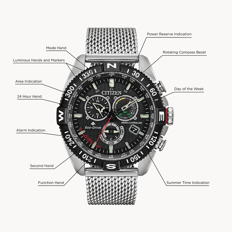 Citizen eco drive 2025 navihawk set time